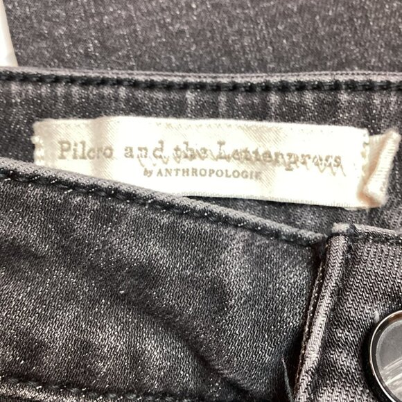 Pilcro & The Letterpress Anthropologie Womens 29 Button-Fly Wide Leg Jeans Black - Picture 12 of 15